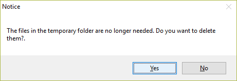 Prompt to delete temporary publishing files.